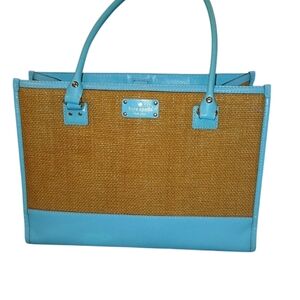 Kate Spade Aqua and Tan Tote Bag Nwot